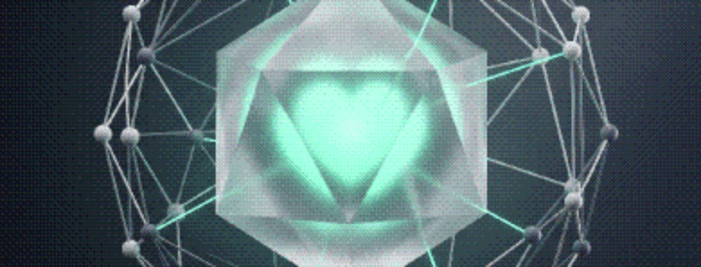 A glowing crystal core held in a wire lattice