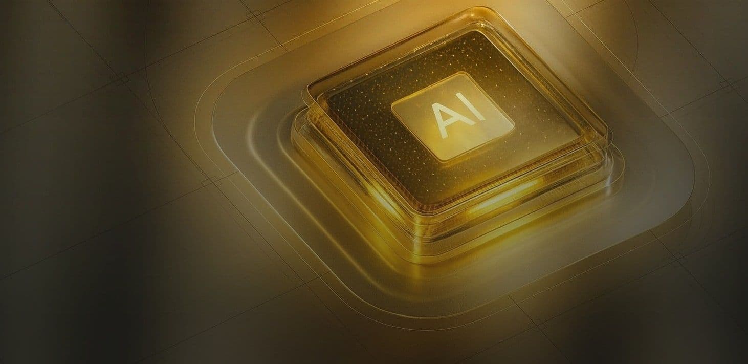 A processor chip glowing on a circuit board
